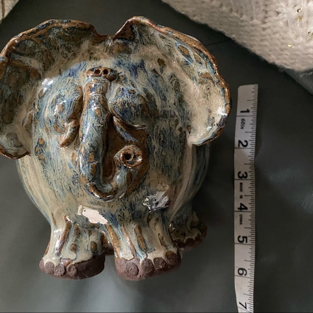 GORGEOUS Vintage 🐘ELEPHANT Drip GLAZE Hand Made Original POTTERY BANK - Picture 11 of 14